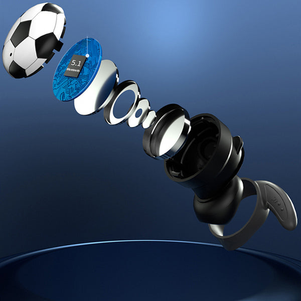 TWS Bluetooth5.1 Wireless Earbuds, with Unique Football Design, LED Battery Display & Lanyard