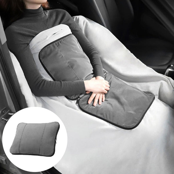 2-in-1 Lumbar Support Pillow with Blanket, for Car, Office