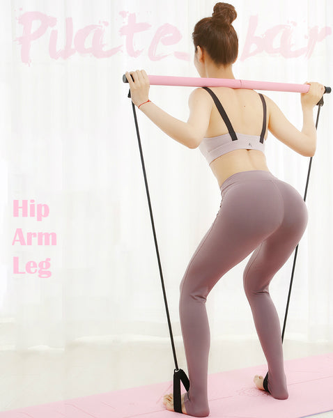Foldable Portable Yoga Bar Elastic Rope Pull Rope Fitness