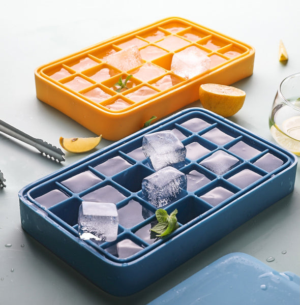 Silicone Ice Mold with 12 Hexagon or 24 Square Cavities, with Food