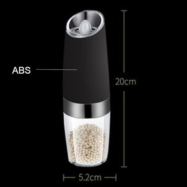 Black/Silver Automatic Gravity Electric Salt and Pepper Grinder