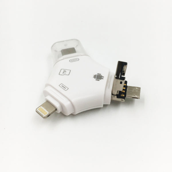 4-in-1 SD/MicroSD Reader to USB-A/Micro USB Adapter