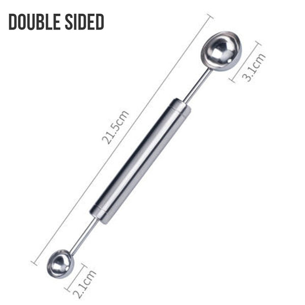 Stainless Steel Double-sided Fruit Melon Baller Scoop, Plastic Handle