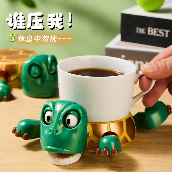 Funny Turtle Coaster: Press for Googly Eyes, Pop-Out Limbs, Non-Slip, Heat-Resistant