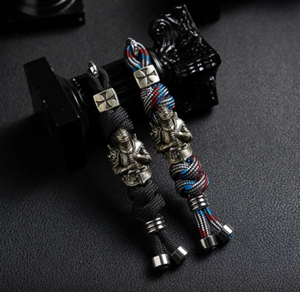 Men's Brass Horseshoe Paracord Keychain - Rugged EDC Lanyard for Car Keys & Backpack