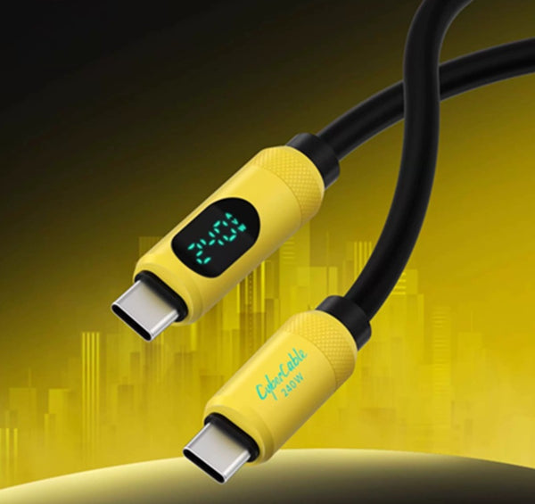 Power Level Revealed! Extreme 240W PD Type-C Cable with Real-Time Digital Display