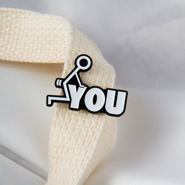 Funny Stickman Emoji Metal Pin for Clothes & Bags