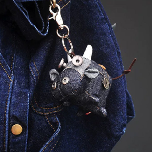 Quirky Denim Cow Plush Bag Charm – Creative Premium Backpack Pendant Doll