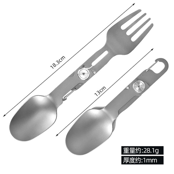 Titanium Camping Cutlery Set - Foldable Spoon, Fork, Chopsticks & Bowl for Travel