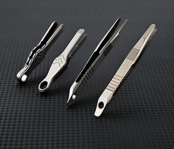 Versatile TC4 Titanium Mini Tweezers: Toothed, Flat & Round, Portable Fun Clip