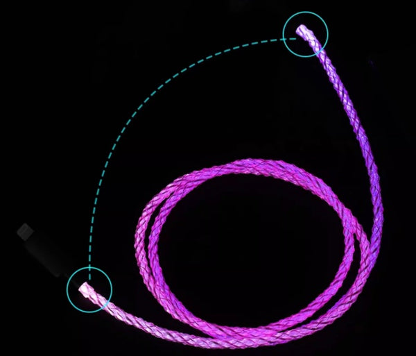 1M RGB Glow 100W Fast Charge LED Breathing Light Gradient Car Cable