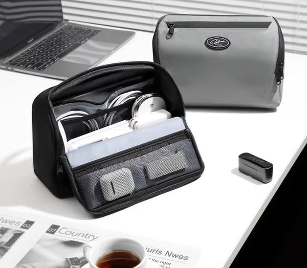 Vertical Tech Organizer: Large Capacity Travel Bag for Cables & Devices