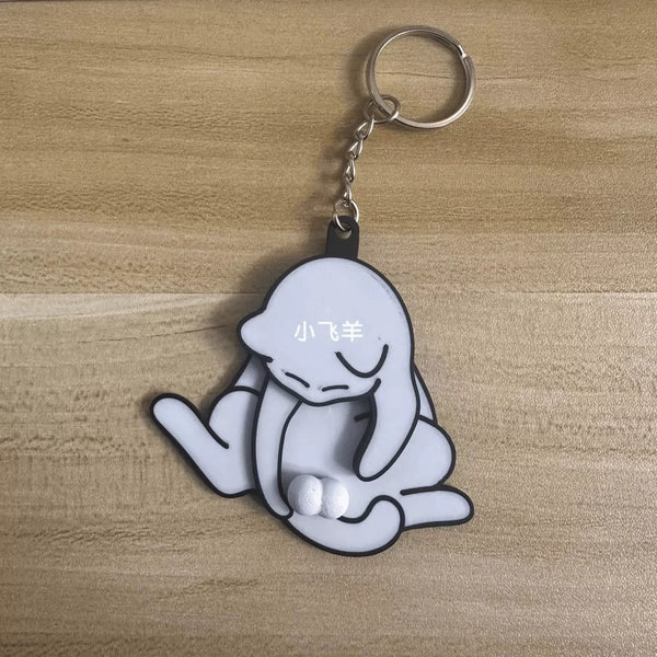 Naughty Kitty Keychain - Funny Egg-Playing Cat Gift