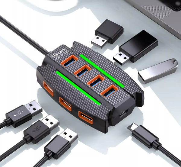 Epic 10-Port USB3.0 Hub Dock – Turbo-Charged Laptop Multiplier!