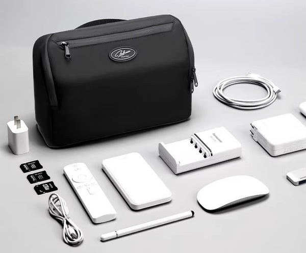 Vertical Tech Organizer: Large Capacity Travel Bag for Cables & Devices