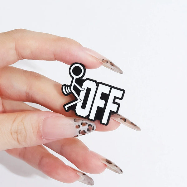 Funny Stickman Emoji Metal Pin for Clothes & Bags