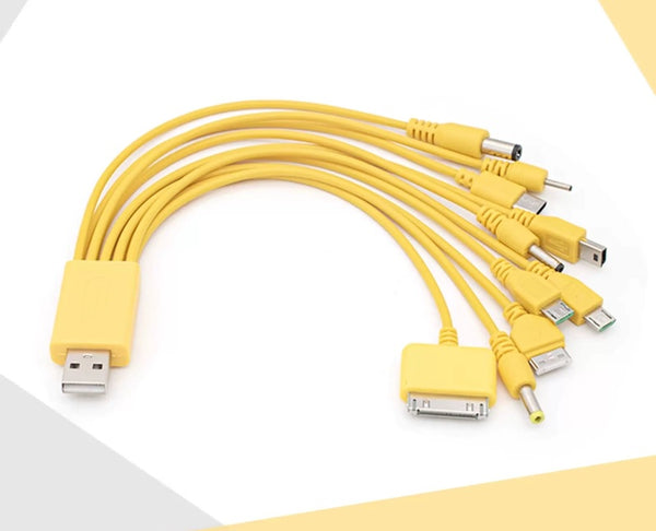 20cm 1-to-10 Universal Multi-Head USB Charging Cable for Old & New Devices
