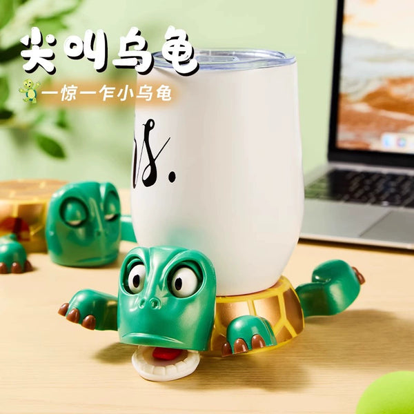 Funny Turtle Coaster: Press for Googly Eyes, Pop-Out Limbs, Non-Slip, Heat-Resistant