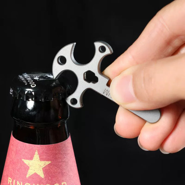 Titanium Cross Multi-Tool Keychain - Portable Pry Bar, Bottle Opener & Serrated Necklace