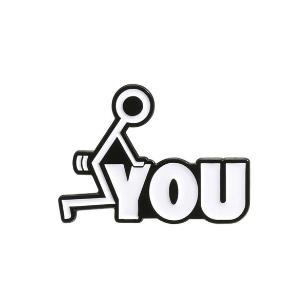 Funny Stickman Emoji Metal Pin for Clothes & Bags