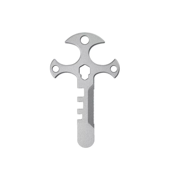 Titanium Cross Multi-Tool Keychain - Portable Pry Bar, Bottle Opener & Serrated Necklace