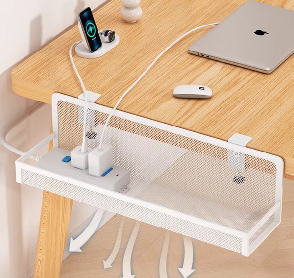 No-Drill Cable Manager | Under-Desk Power Cord Organizer Box