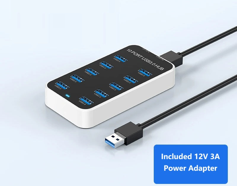 USB 3.0 10-Port HUB – SuperSpeed Multi-Device Splitter for Laptop, U-D ...