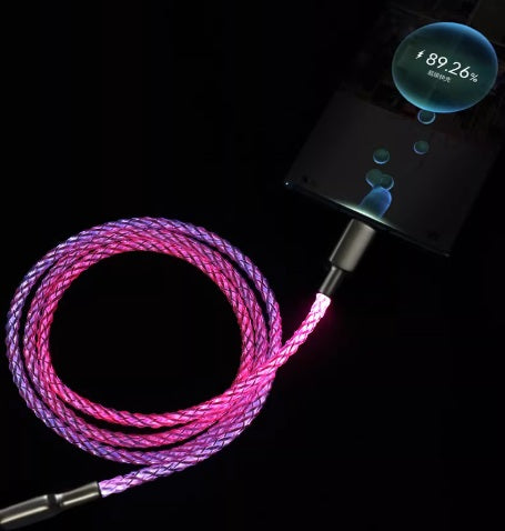 1M RGB Glow 100W Fast Charge LED Breathing Light Gradient Car Cable