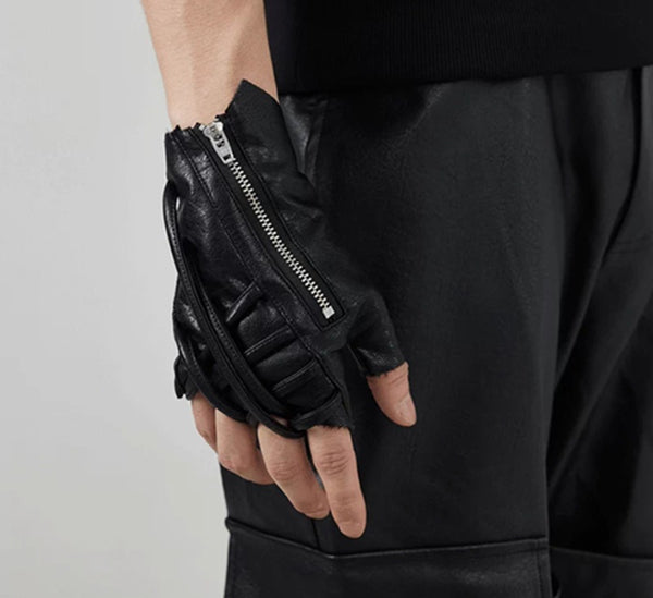 Mechanic Tactical Leather Gloves with Adjustable Strap Design - Rugged Style