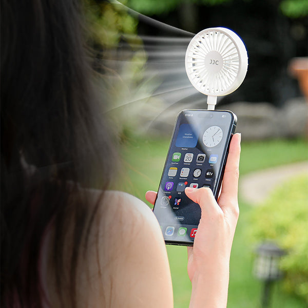 Magnetic Handheld Folding Fan With Built-in Ring Stand