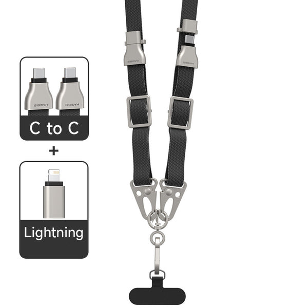 2-in-1 Rechargeable Phone Lanyard Data Cable