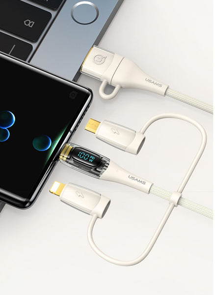 3-In-1 Charging Cable, Dual Input And Triple Output