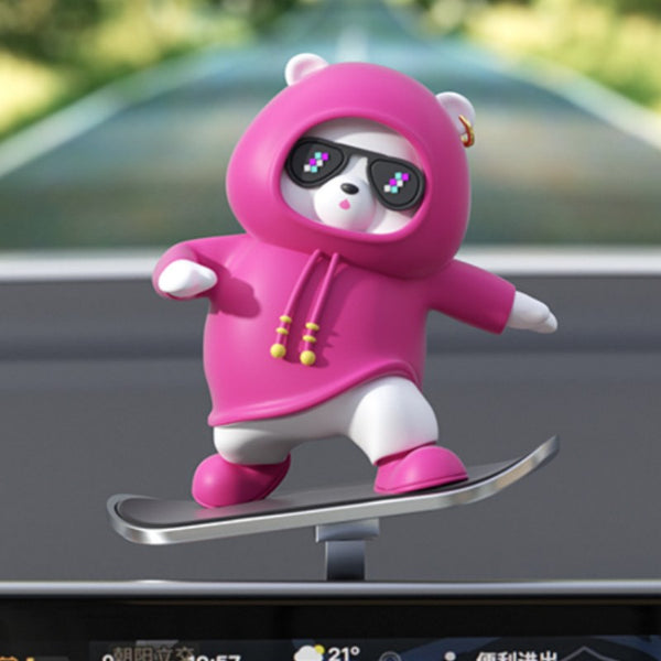 Car-Mounted Cartoon Skateboarding Bear Sliding Ornament