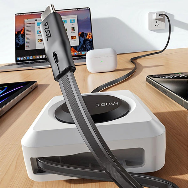 Three-In-One Desktop Rotatable Extendable Data Cable