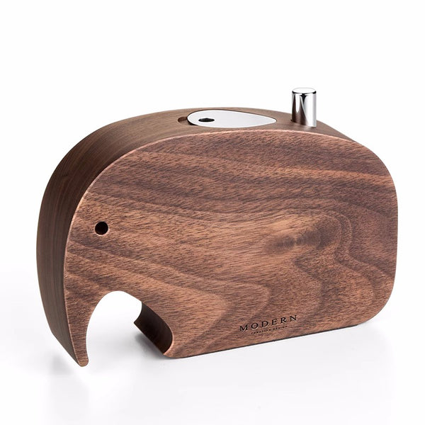 Push-To-Dispense Solid Wood Elephant Toothpick Holder