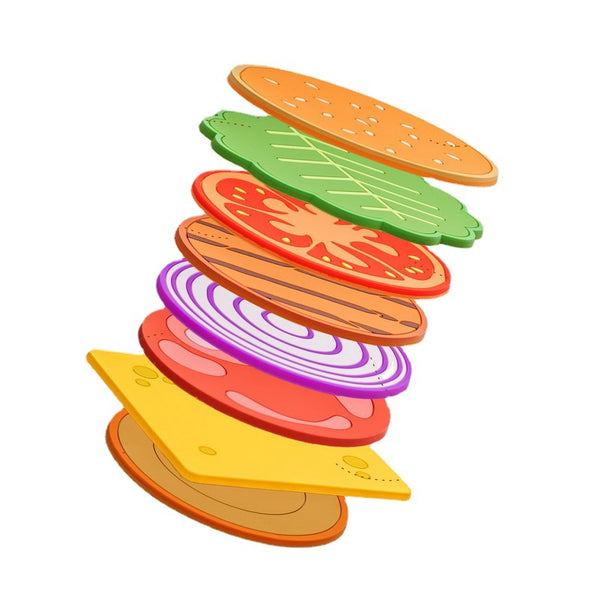 Creative Layered Design Burger-Shaped Insulated Coaster Set