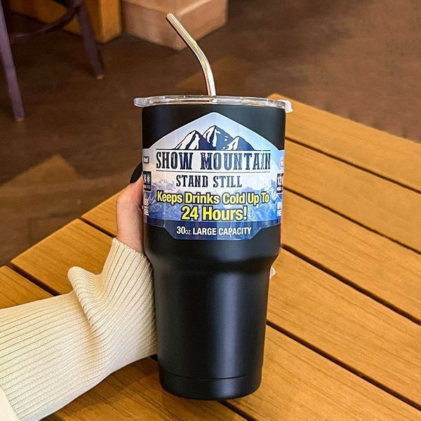 Large Capacity Stainless Steel Insulated Cup With High-Capacity Straw