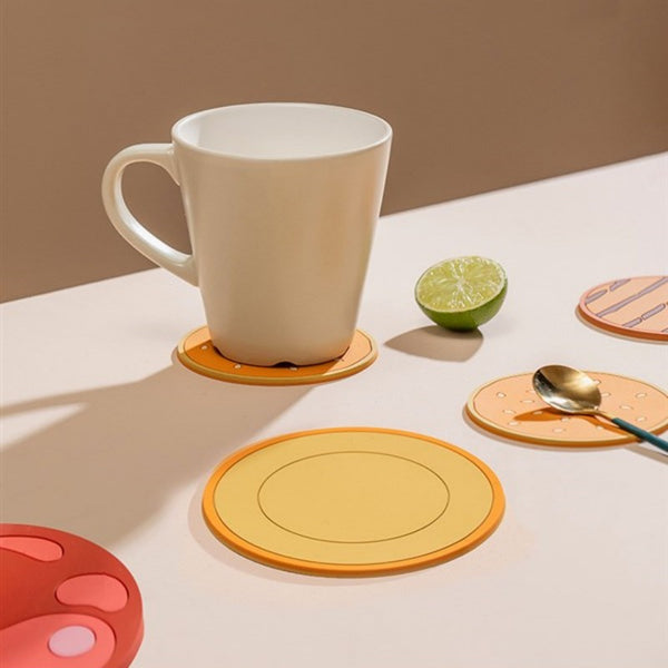 Creative Layered Design Burger-Shaped Insulated Coaster Set