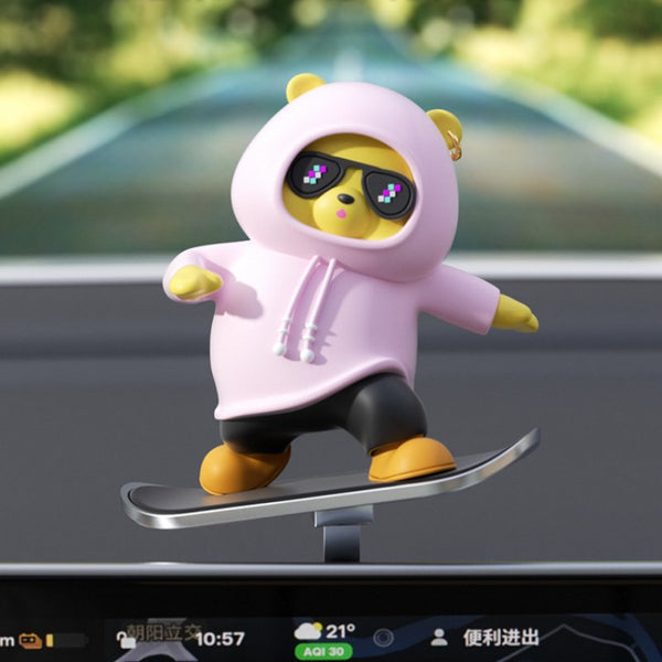 Car-Mounted Cartoon Skateboarding Bear Sliding Ornament