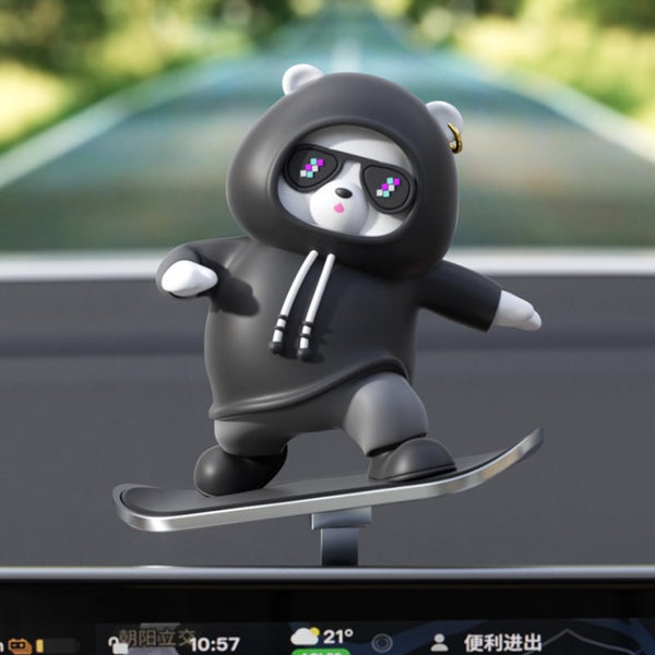 Car-Mounted Cartoon Skateboarding Bear Sliding Ornament