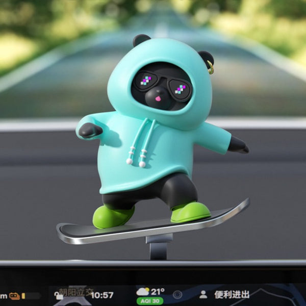 Car-Mounted Cartoon Skateboarding Bear Sliding Ornament