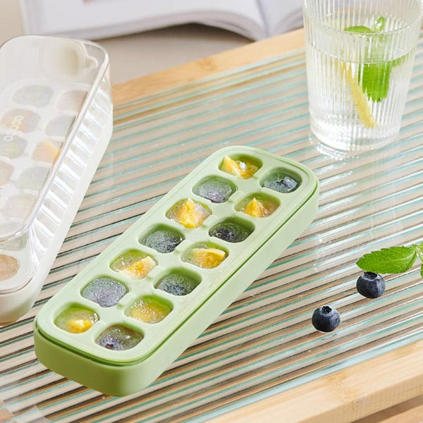 Press-Type Silicone Ice Cube Trays for Home Ice Storage and Making