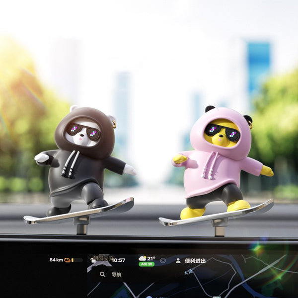 Car-Mounted Cartoon Skateboarding Bear Sliding Ornament