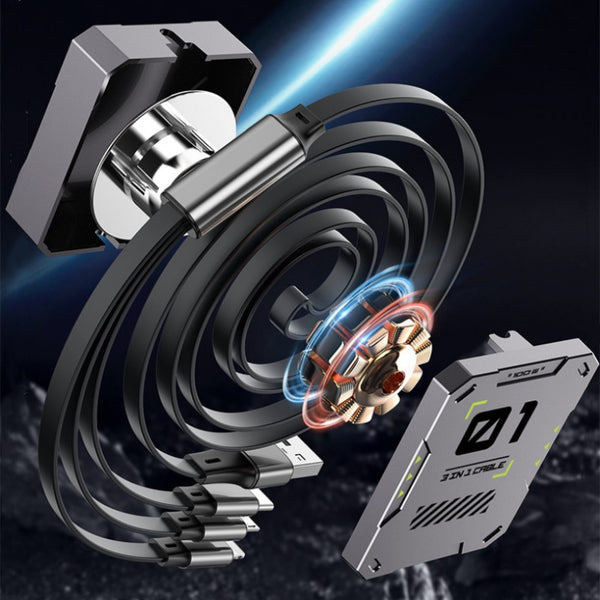 Multifunctional Extendable 3-in-1 Fast Charging Data Cable – GizModern