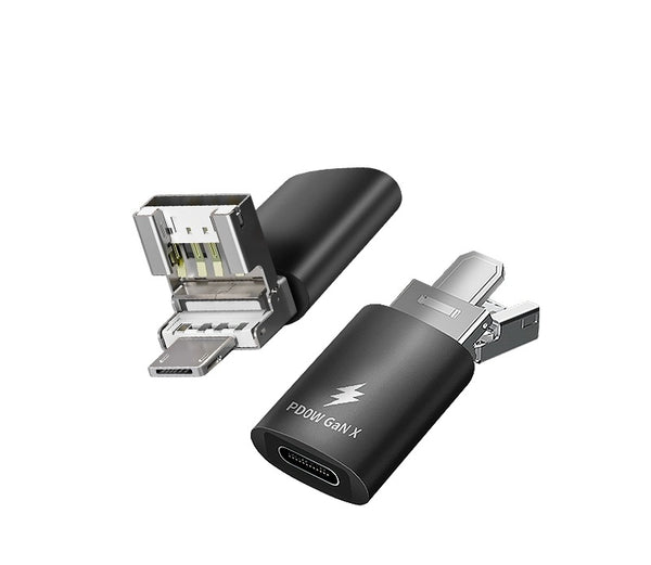 4-in-1 Magic Adapter: USB/Micro/Lightning to Type-C Hub