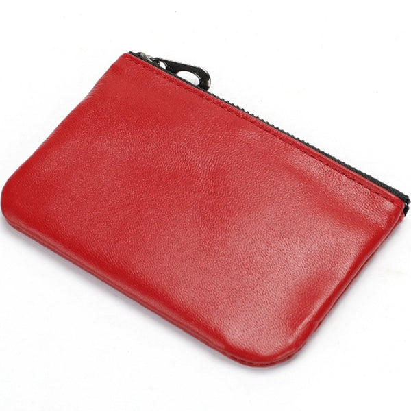 Sleek Soft Lambskin Coin Key Wallet: Mini Leather Zipper