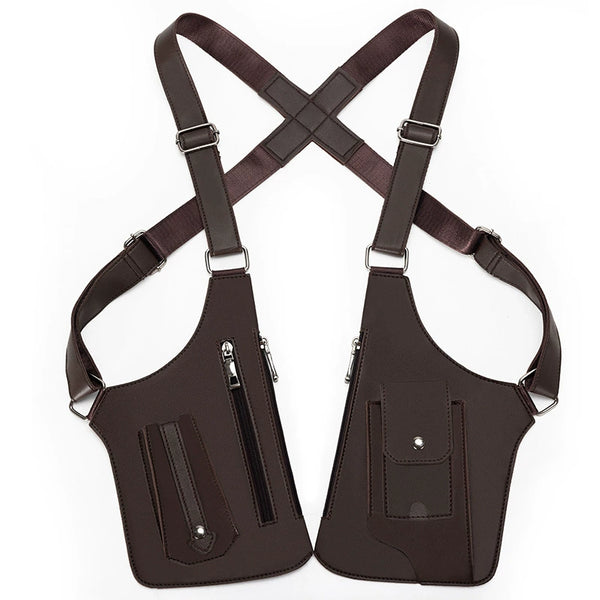 Retro Men's Chest Sling Bag Multi-Functional Outdoor Vest Phone Pouch