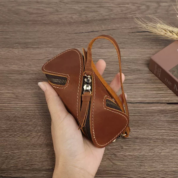 Vintage Genuine Leather Mini Key Pouch & Coin Purse – Retro Creative Car Key Holder
