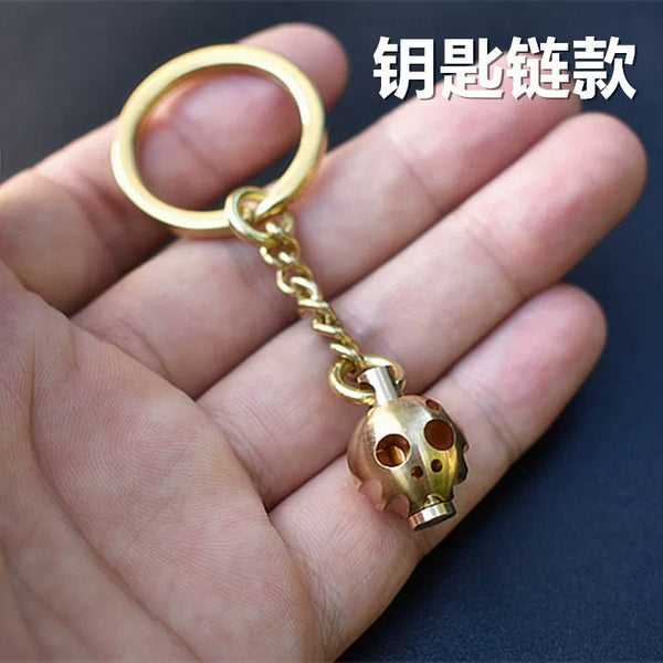 Brass Skull Paracord Ghost Keychain EDC Charm Pendant
