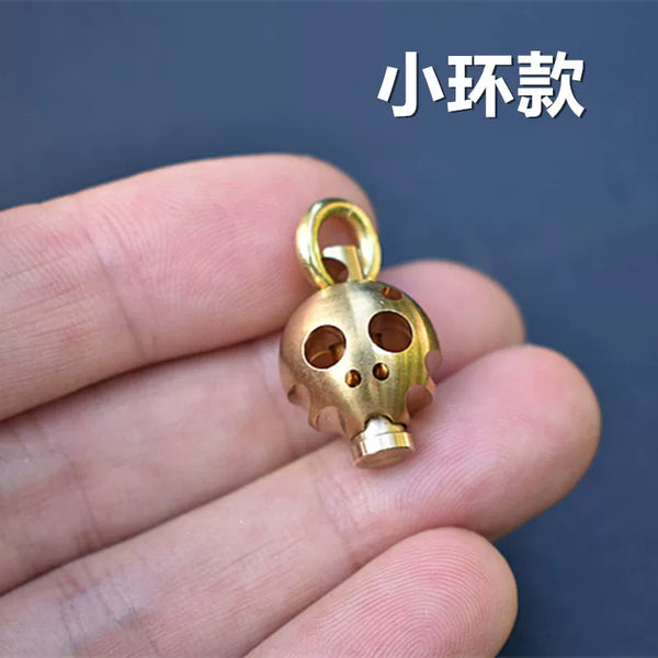 Brass Skull Paracord Ghost Keychain EDC Charm Pendant